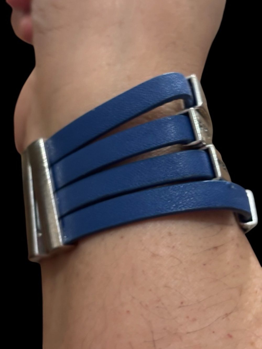 Blue Leather Wrap Bracelet - Bracelet - Picture 4 of 5